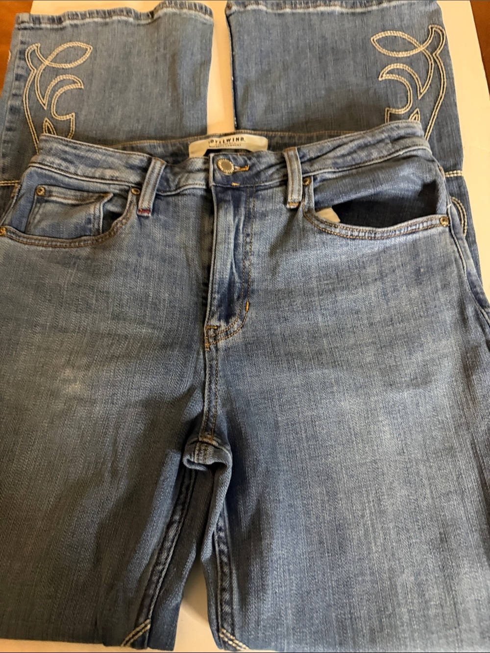 Idyllwind legend Blue Bootcut Jeans with Cream Embroidery - Picture 5 of 10